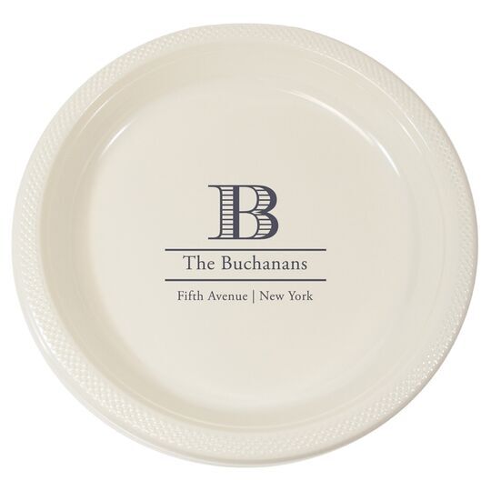 Striped Initial and Text Plastic Plates